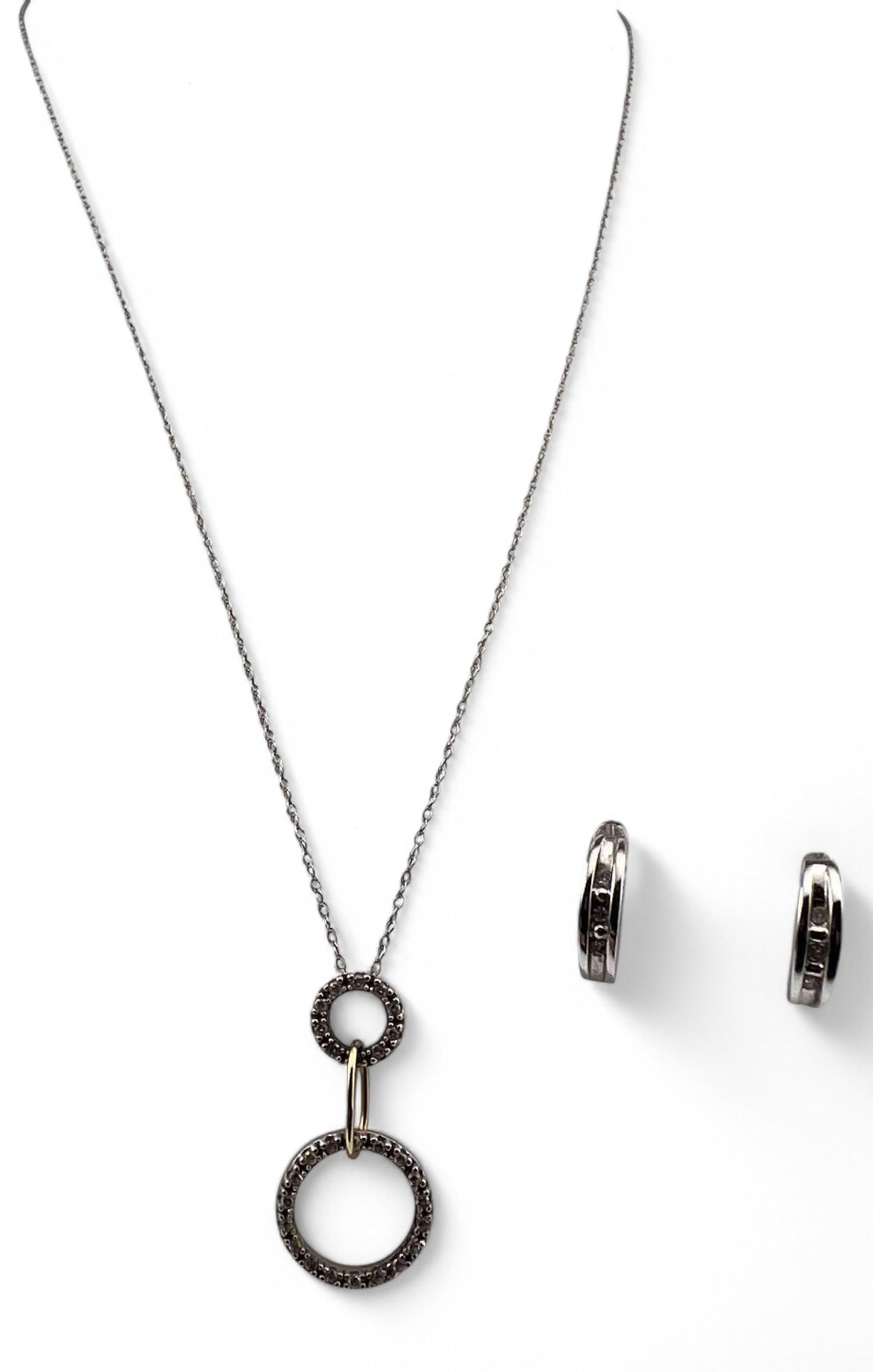 14K White Gold Diamond Necklace & Earrings (1 of 11)