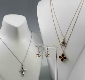 Grouping Of 10K Jewelry, including Diamond Cross Pendant