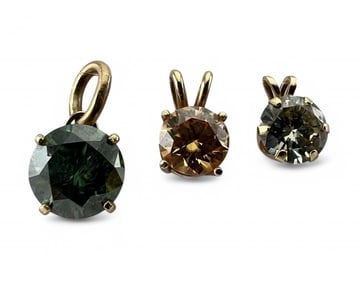 Three 14K Moissanite Pendants
