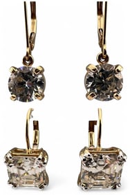 Two Pairs 14K Moissanite Earrings