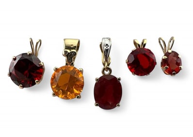 Five 14K CZ Pendants