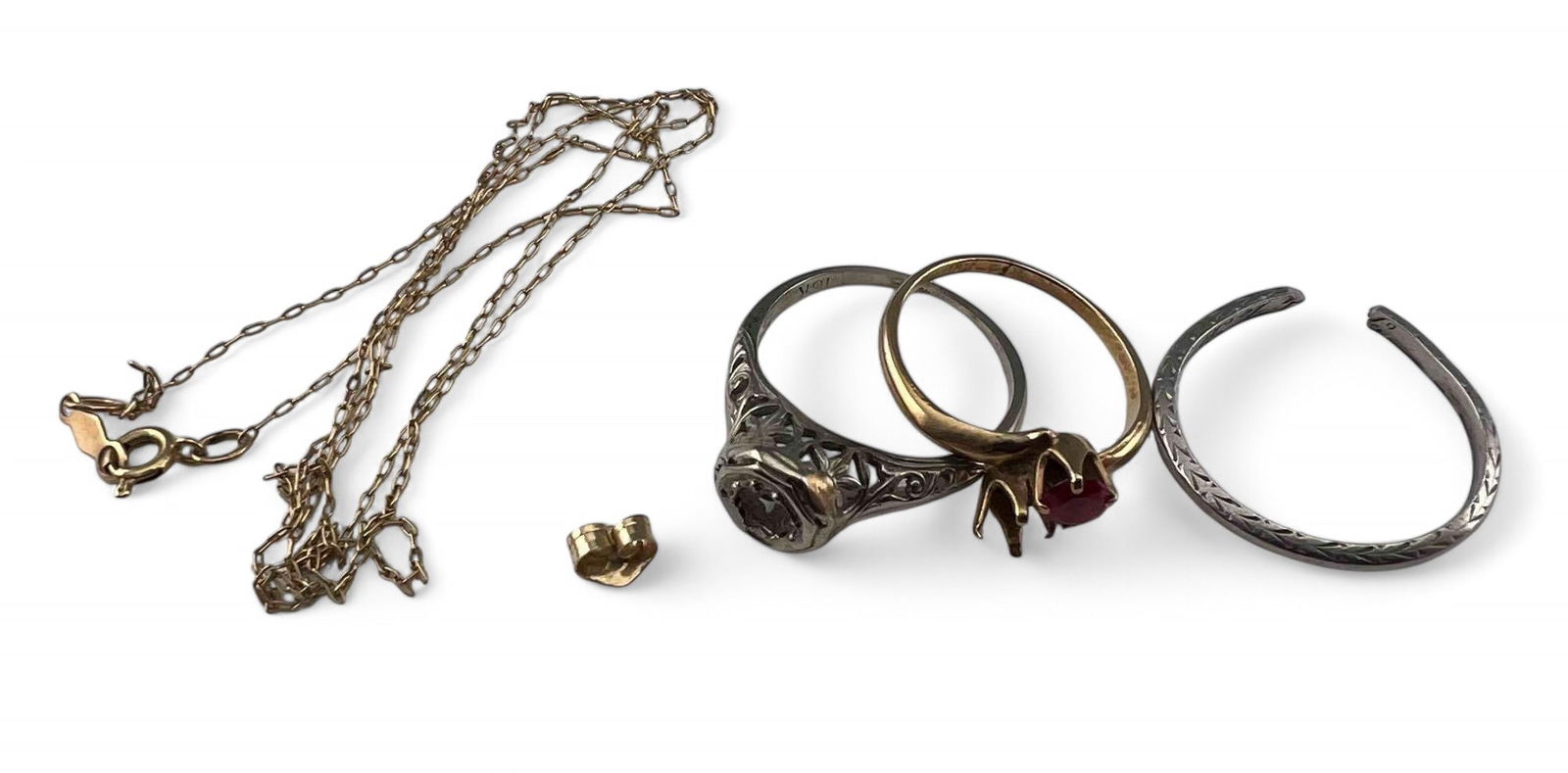 Scrap Gold Or Jewelry Repair Lot, Including Art Deco Ring Setting (1 of 10)