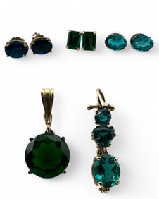 Grouping Of 14K Blue & Green CZ Jewelry