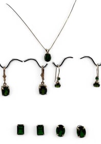 10K Chrome Diopside Earrings & Necklace