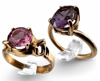 14K Purple Sapphire & Pink Topaz Rings