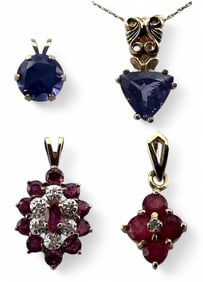 14K Ruby & Tanzanite Necklace And Pendants
