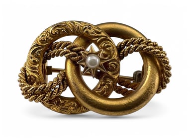 Antique 14K Pearl Knot Brooch
