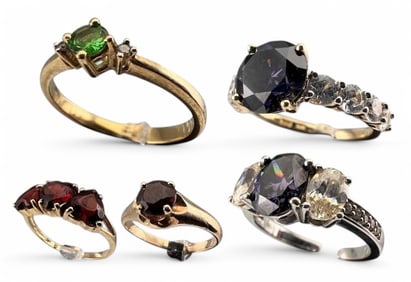 Five 10K Gem Set Rings