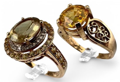 Two 14K Yellow Sapphire Rings