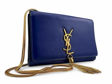 Yves Saint Laurent Blue Calfskin Shoulder Bag