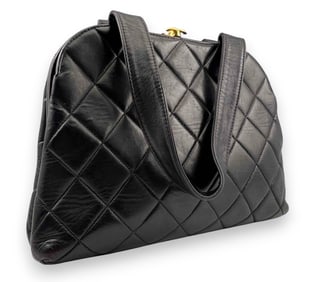 Chanel Black Matelasse Lambskin Hand Bag