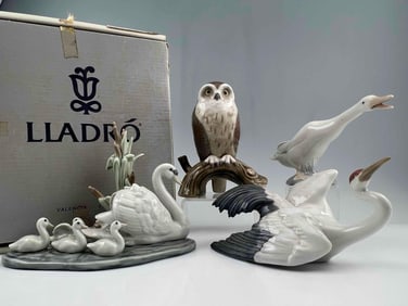 Grouping Of Lladro Porcelain Bird Figures