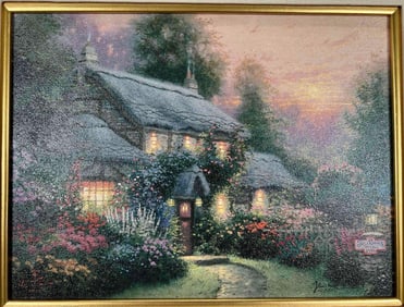 Thomas Kinkade, Julianne's Cottage, Hand Highlighted Canvas Lithograph, Publishers Proof