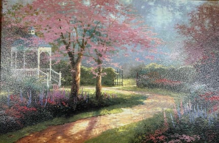 Thomas Kinkade, Morning Dogwood, Hand Highlighted Canvas Lithograph, Publishers Proof