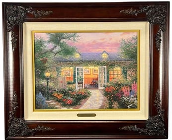 Thomas Kinkade, Studio In The Garden, Hand Highlighted Canvas Lithograph, Publishers Proof