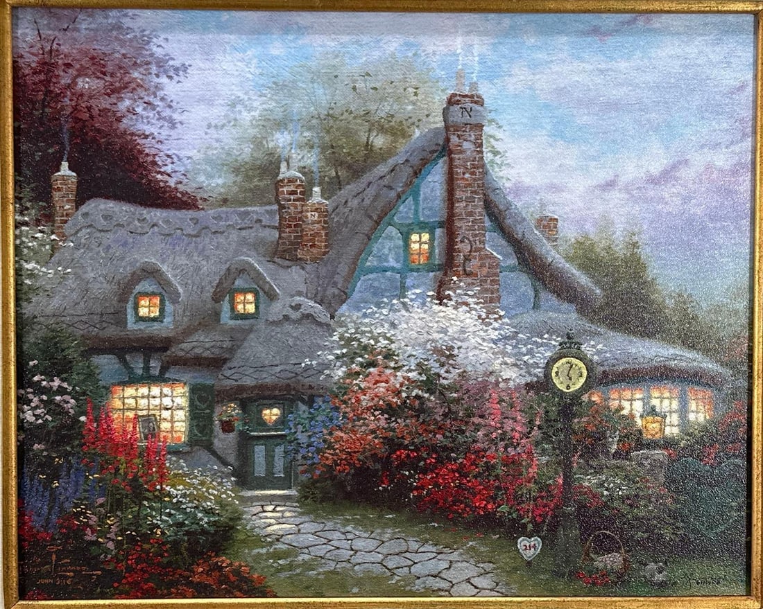Thomas Kinkade, Sweetheart Cottage, Hand Highlighted Canvas Lithograph (1 of 12)