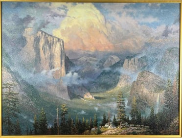 Thomas Kinkade, Yosemite Valley, Hand Highlighted Canvas Lithograph, Publisher's Proof