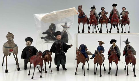 Unusual Antique Painted Terra Cotta Toy Figures