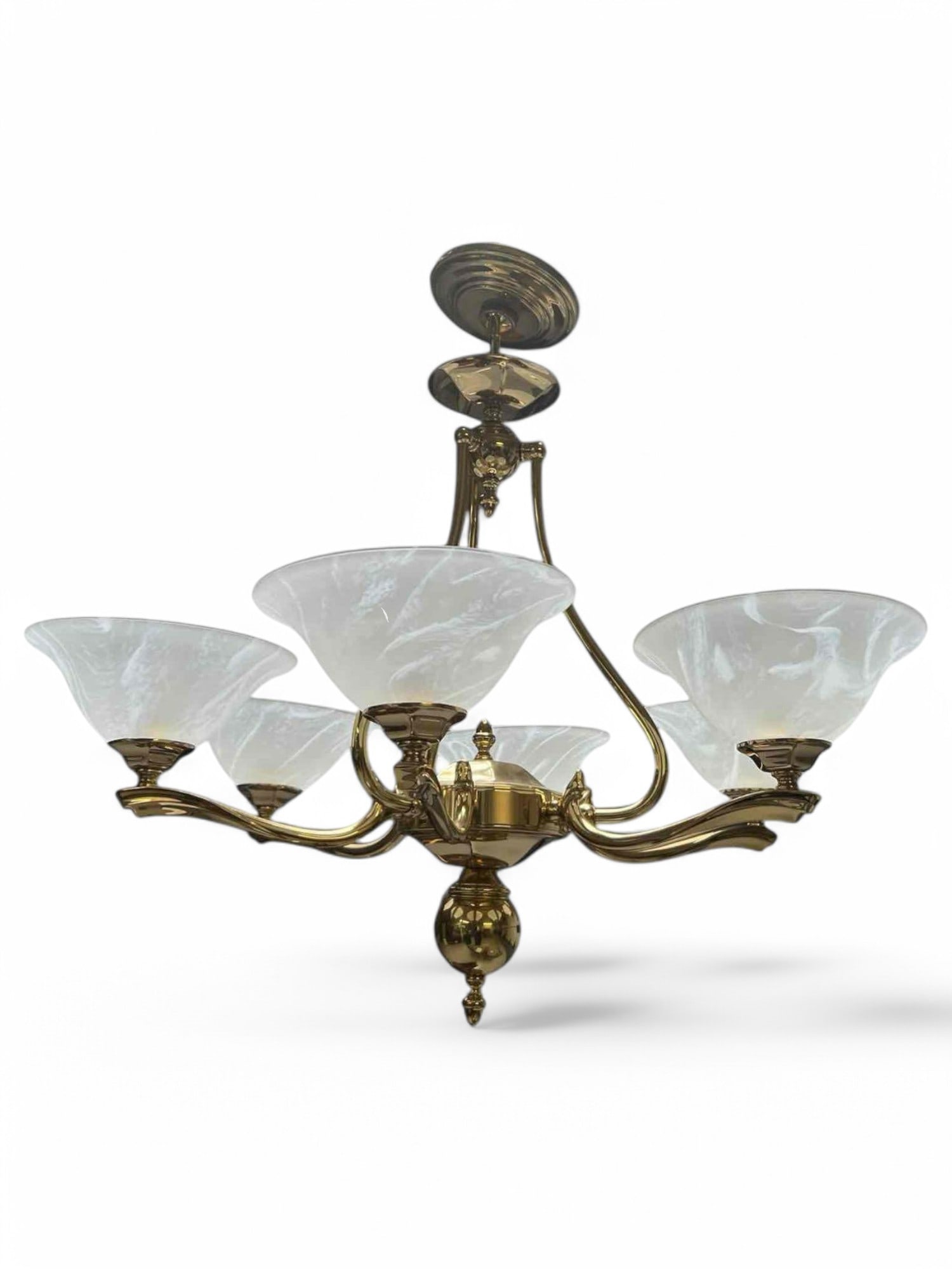 Framburg Hollywood Regency Polished Brass Six Arm Chandelier & Sconces (1 of 12)