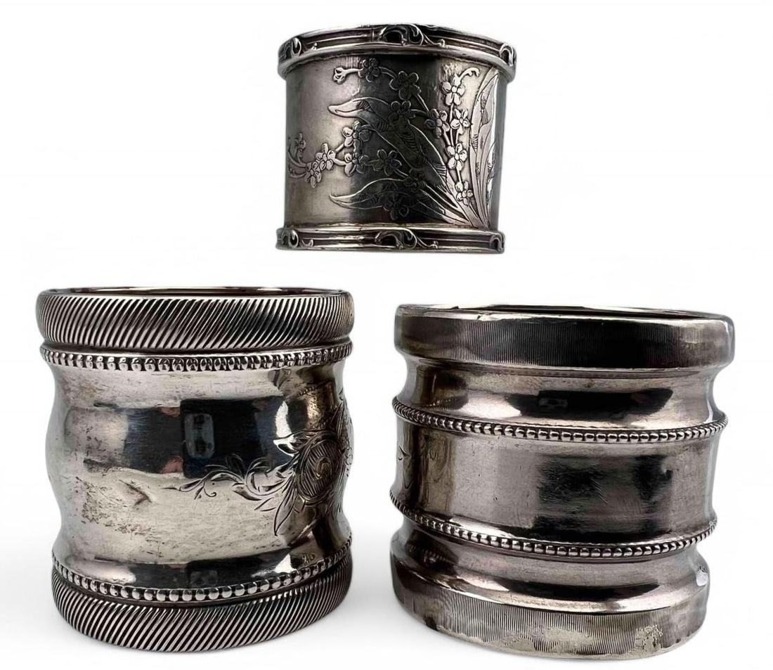 Three Antique Sterling Silver Napkin Rings (1 of 16)