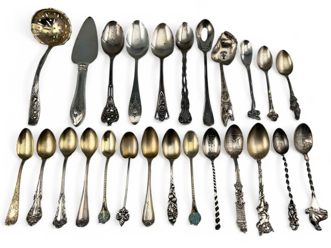 Sterling Silver Flatware Including Demitasse Spoons, Antique Collector's Spoons & Ladle (1 of 17)