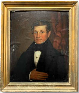 Portrait Of A Gentleman, American School, 19th C. , Oil On Canvas: Portrait Of A Gentleman, American School, 19th C. , Oil On Canvas, Mounted To Board. Unsigned. As framed approximately 35.75H x 30.75W x 2.25D in. Sight approximately 29.75H x 24.5W in.
