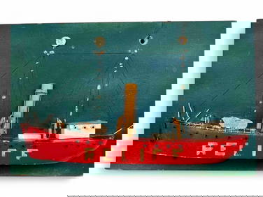 U.S. Lightship "Relief" Folk Art Half Hull Ship Model (1 of 10)
