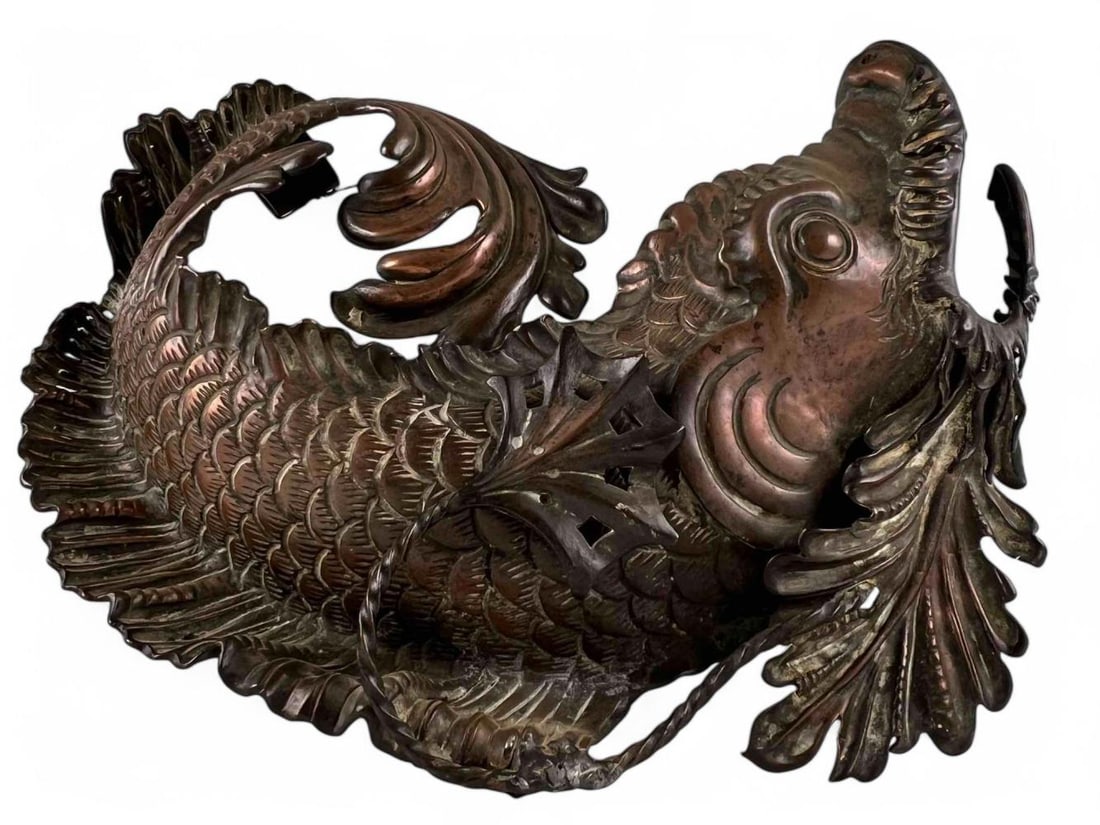 European Copper Wall Hanging of a Stylized Classical Dolphin (1 of 7)