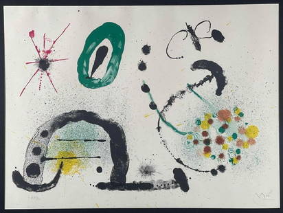 Joan Miro, L'Oiseau De Feu, Lithograph: Joan Miro, L'Oiseau De Feu, Lithograph. Pencil signed lower right. Edition 47/90. As framed approximately 29.25W x 23.25H x 1.0D in. Sight approximately 23.0W x 17.0H in.