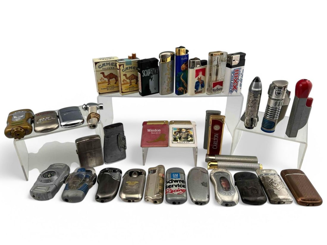 Collection Of Vintage Lighters Including Sterling Silver Zippo (1 of 16)