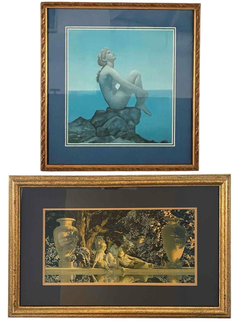 TwoPrints After Maxfield Parrish, "The Garden Of Allah" & "Stars": TwoPrints After Maxfield Parrish, "The Garden Of Allah" & "Stars." "The Garden Of Allah," as framed, approximately 26.25W x 17.5H x 1.0D in. Sight approximately 18.0W x 9.0H in. "Stars," as framed, ap
