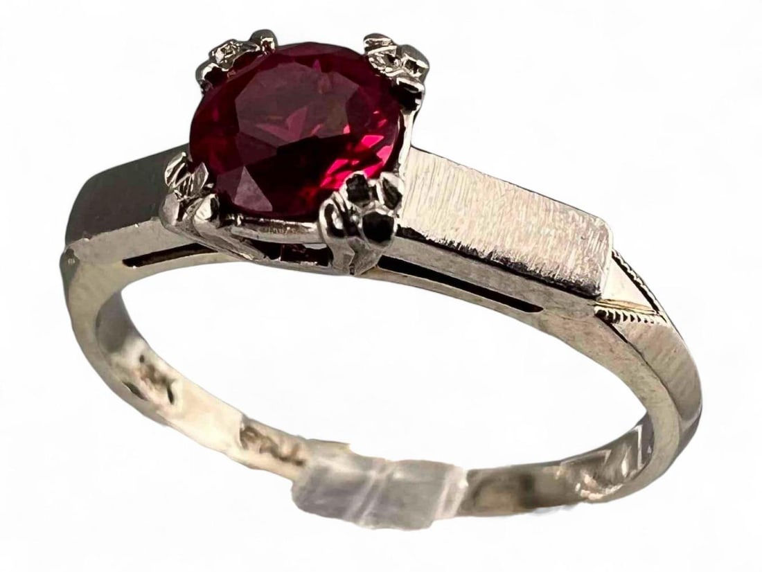 Art Deco 14K White Gold Ruby Ring (1 of 4)