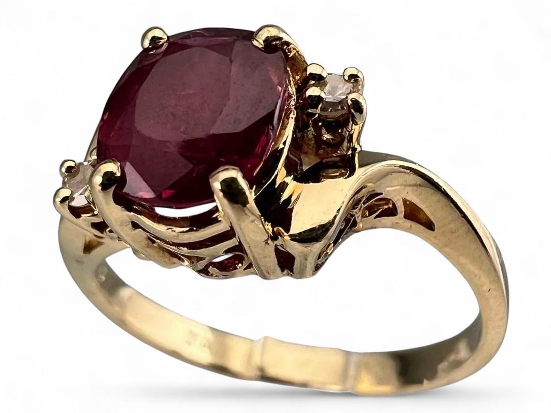 14K Pink Sapphire Diamond Ring (1 of 4)