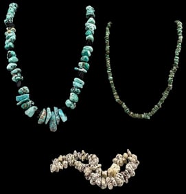 Three Turquoise Nugget Necklaces, Including White Buffalo Turquoise