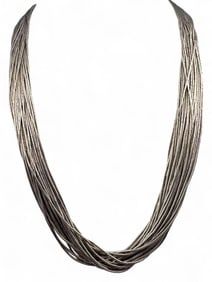 Native American Twenty Five Strand Liquid Silver Necklace