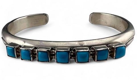 Native American Sterling Silver Turquoise Cuff Bracelet