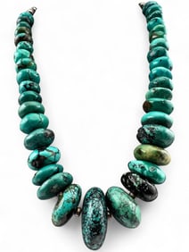 Sterling Silver Turquoise Bead Necklace