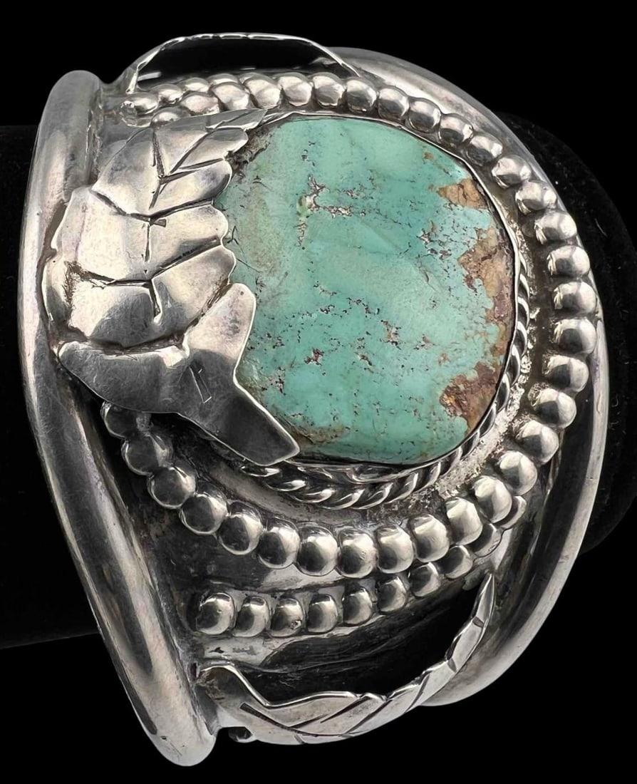 Native American Sterling Silver Turquoise Cuff Bracelet (1 of 6)