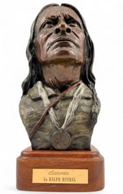 Ralph Roybal (American, B. 1955), Satanta, Bronze Bust Of Native American Man
