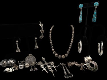 Lot Of Vintage Taxco & Other Mexican Silver Jewelry