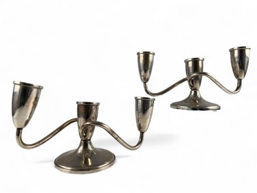 Pair Of Sterling Silver Candelabra