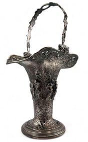 Barbour Silver Plate Repousse Basket Form Vase