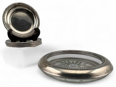 Set Of Six Sterling Silver Champagne Coasters