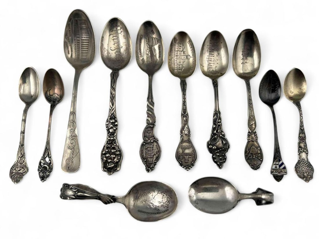 Antique Sterling Silver Baby Spoons, Souvenir Spoons, And Other Sterling Flatware (1 of 19)