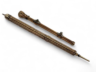 Two Antique 14K Pencils, One Set With Citrine