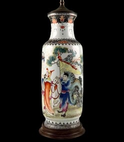 Chinese Porcelain Republic Period Vase, Mounted As Lamp