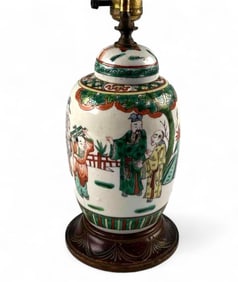 Antique Chinese Porcelain Ginger Jar, Mounted As Lamp