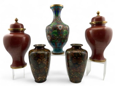 Grouping Of Chinese Cloisonné Vases & Urns