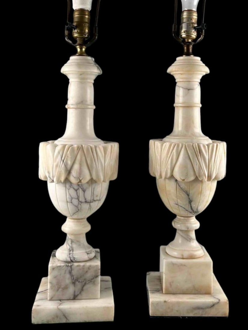 Pair Of Marble Table Lamps (1 of 9)