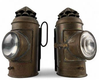 Two Antique Perkins Kerosene Boat Signal Lanterns